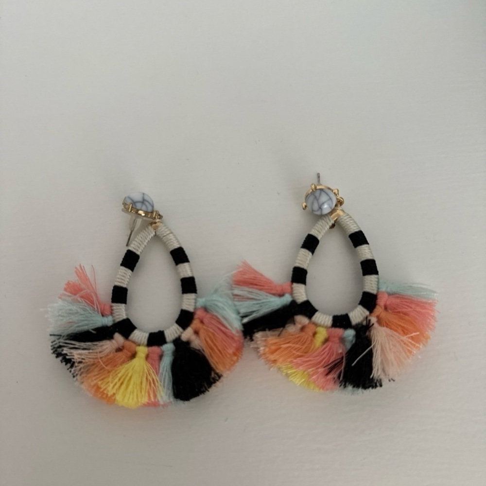 Boutique Colorful Tassel Hoop Earrings